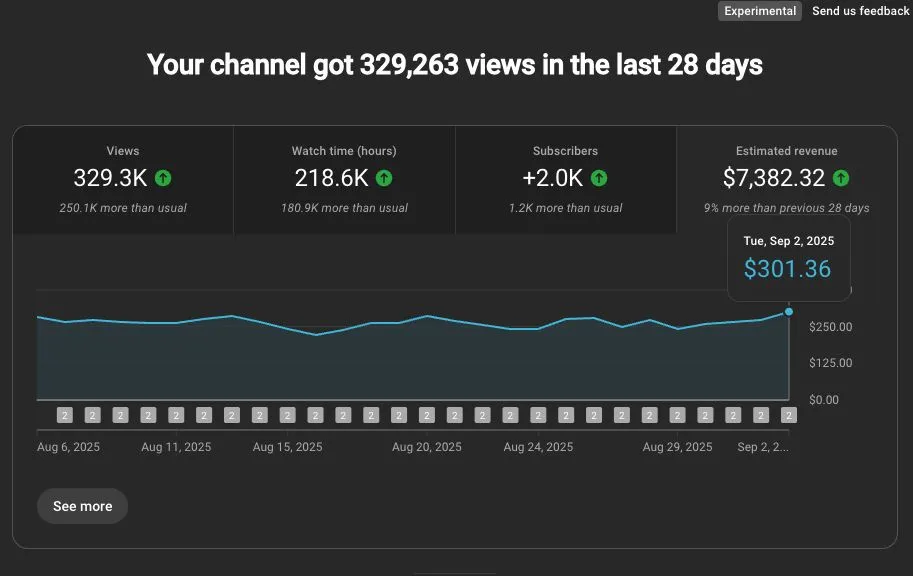YouTube analitika i prihod faceless kanala 5